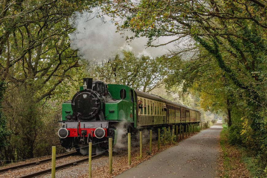 a steam train on the tracks